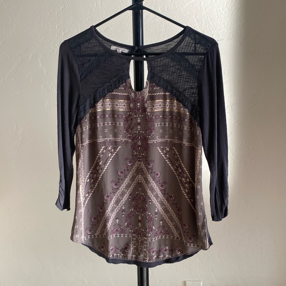Maurices Dark Gray Mauve 3/4 length sleeve top Size XS